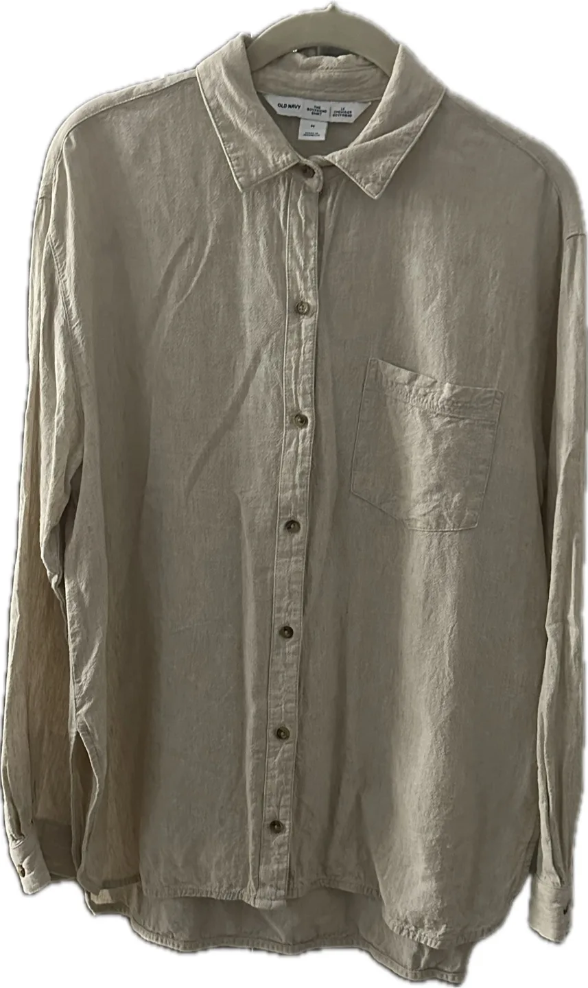 Old Navy Linen-Blend Boyfriend Shirt | Natural Linen image indicator(5)