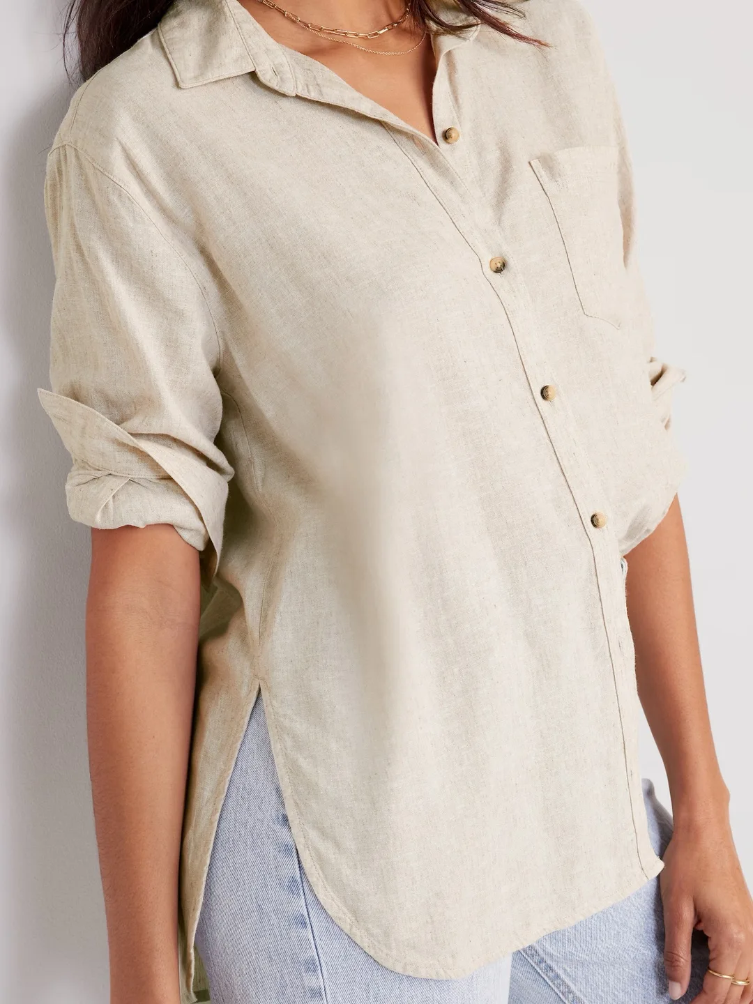 Old Navy Linen-Blend Boyfriend Shirt | Natural Linen image indicator(2)