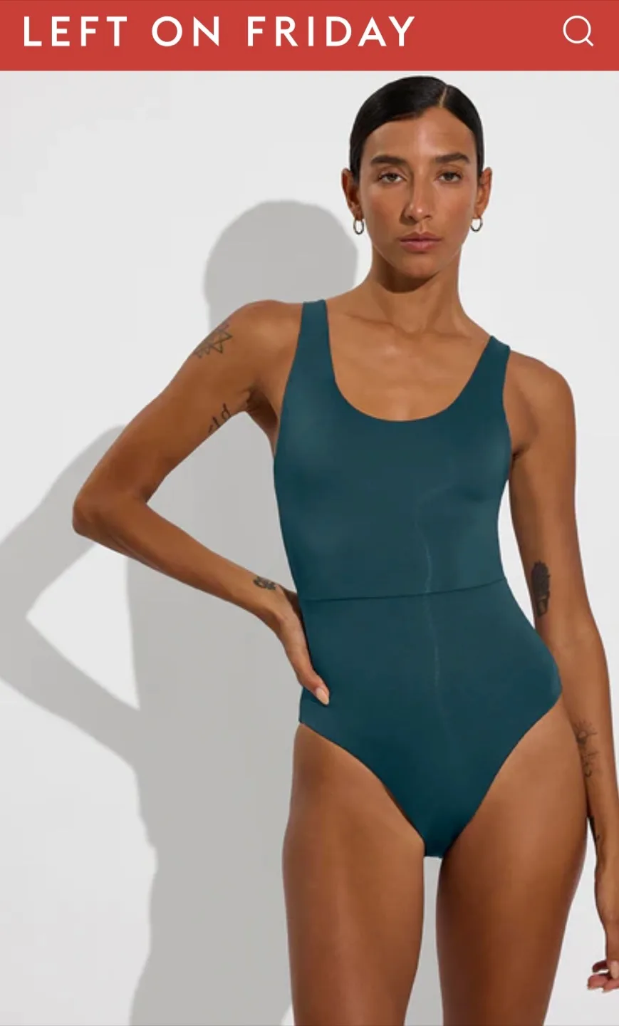 NWT- 🇨🇦LEFT ON FRIDAY Double Scoop Suit - Palm  (Size M) thumbnail