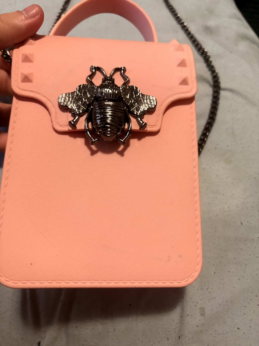 Pink Bee Embellished Chain Bag
