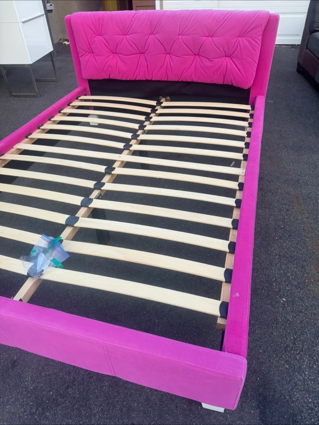 Pink Upholstered  double Bed Frame thumbnail
