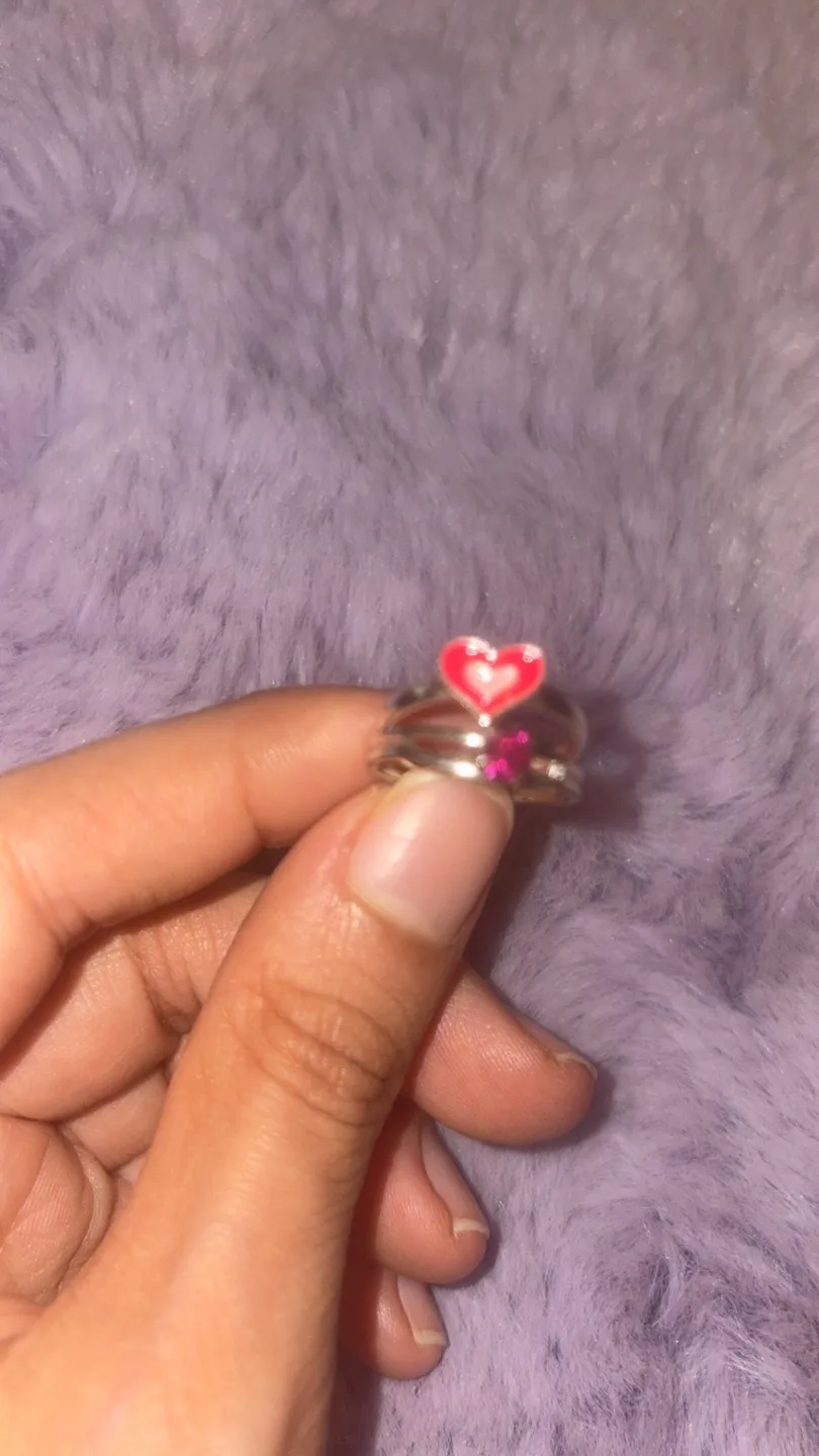 Heart & Pink Gemstone Silver Ring image indicator(2)