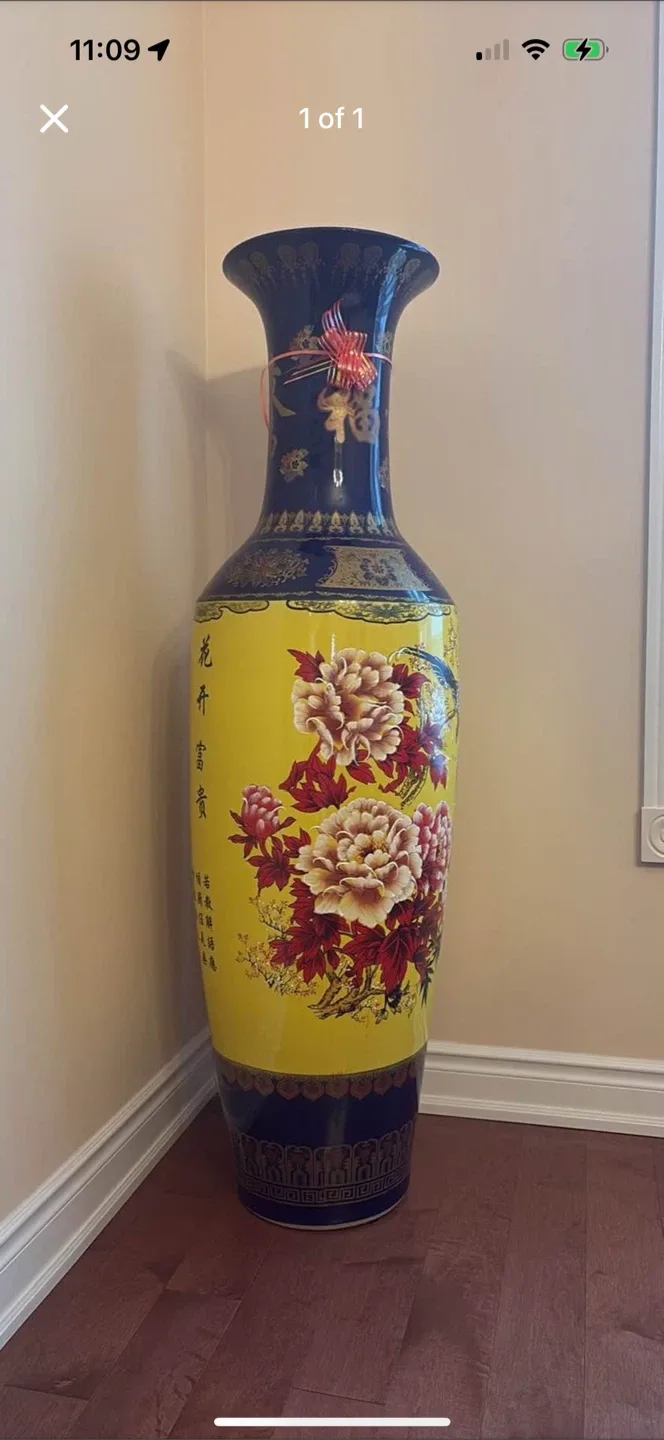 Large Decorative Yellow Floral Vase H 56” image indicator(2)