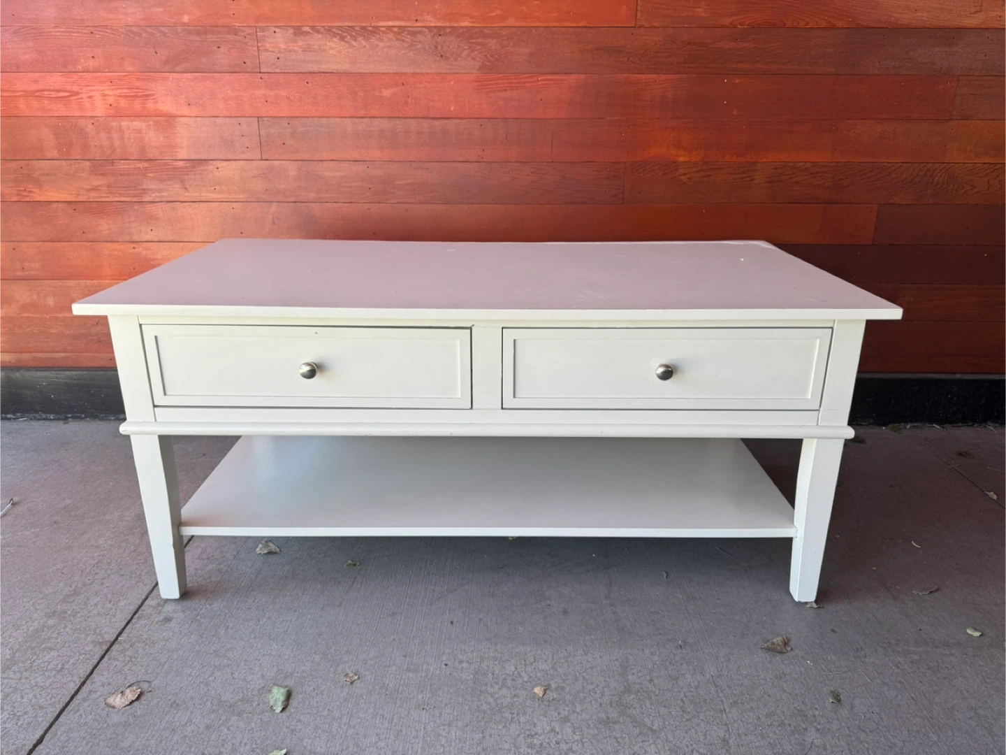 White Coffee Table with Storage Shelf