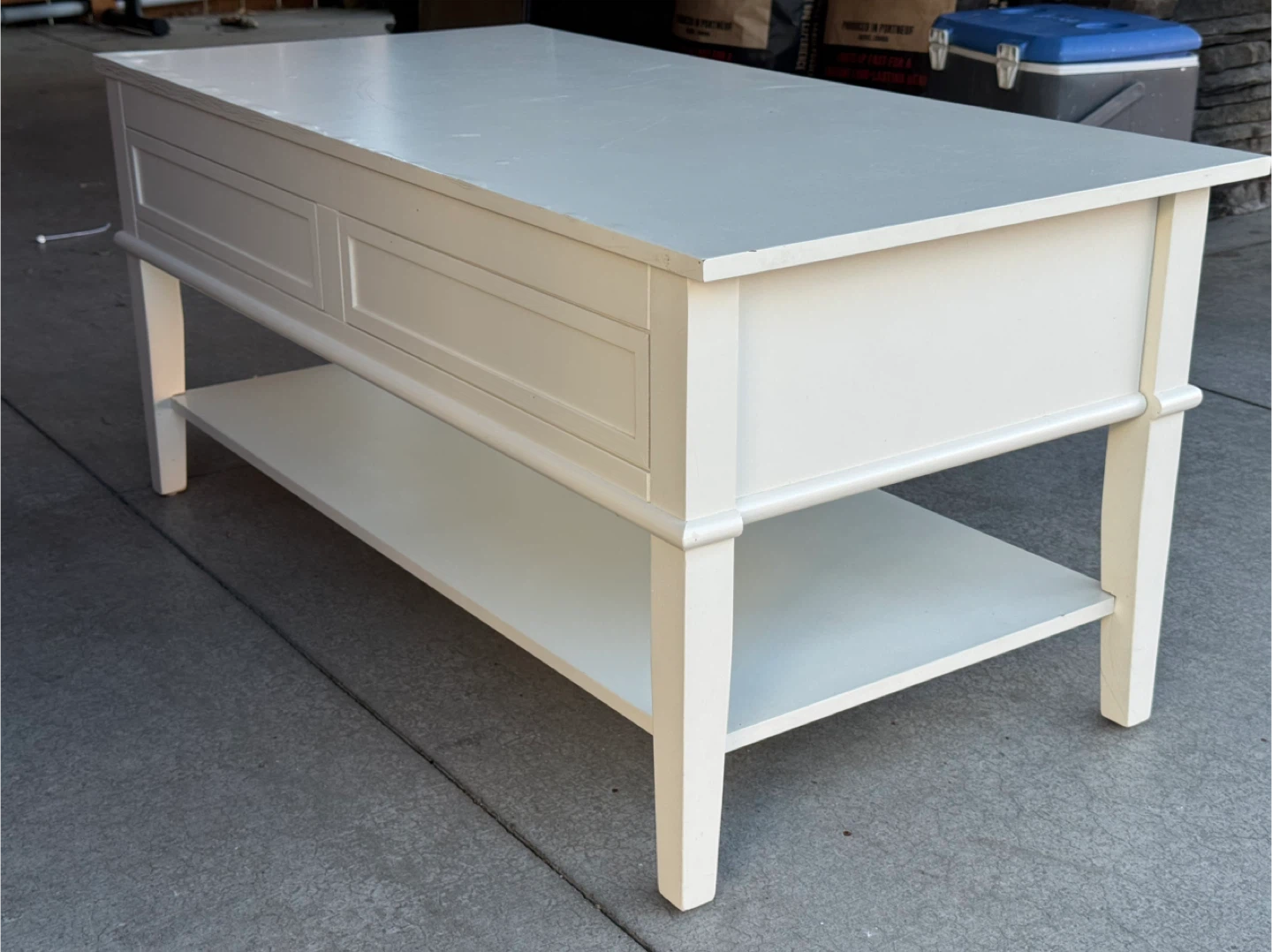 White Coffee Table with Storage Shelf - photo 3