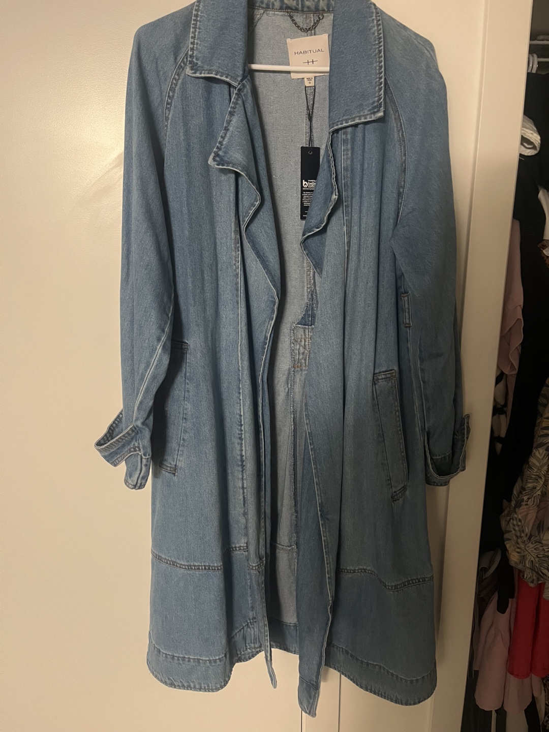Habitual Denim Trench Coat - Size Small
