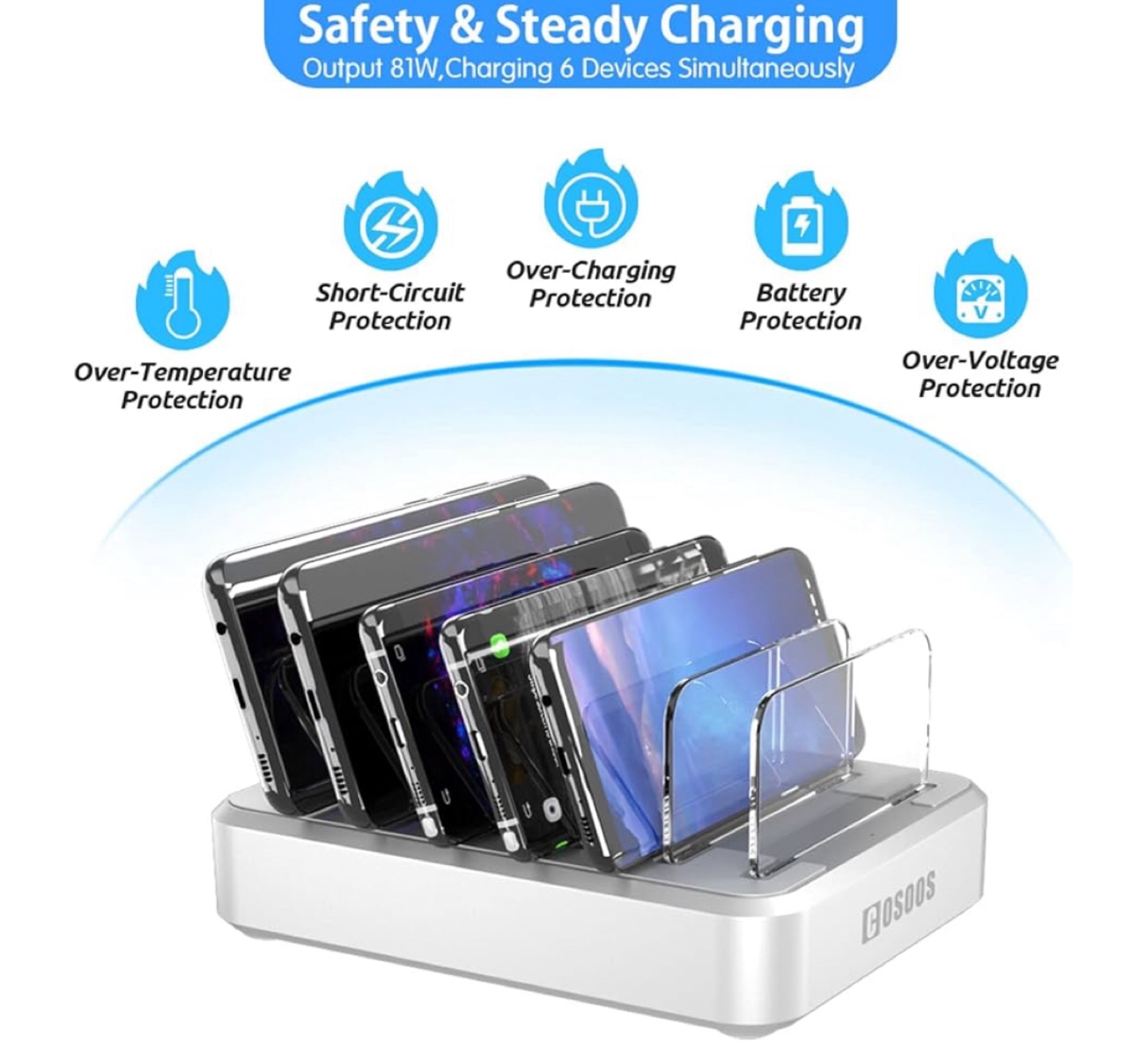 Gosoos 6-Port USB Charging Station