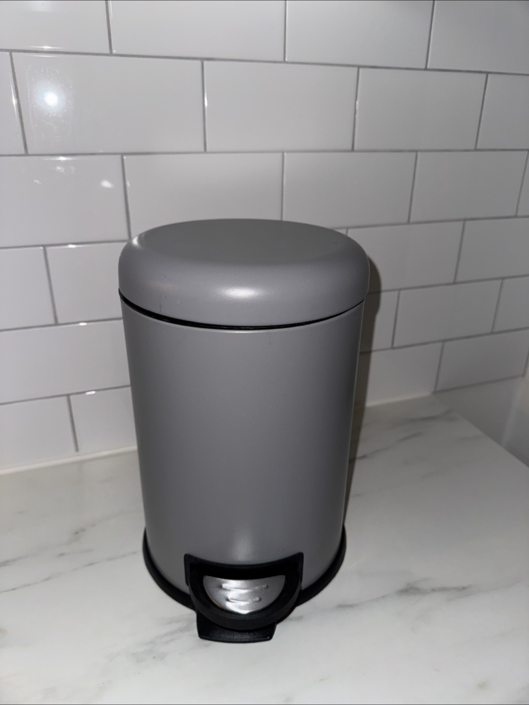 Grey Step-On Trash Can
