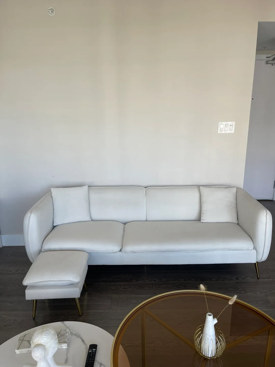 Artiste Ivory Sofa with Ottoman thumbnail