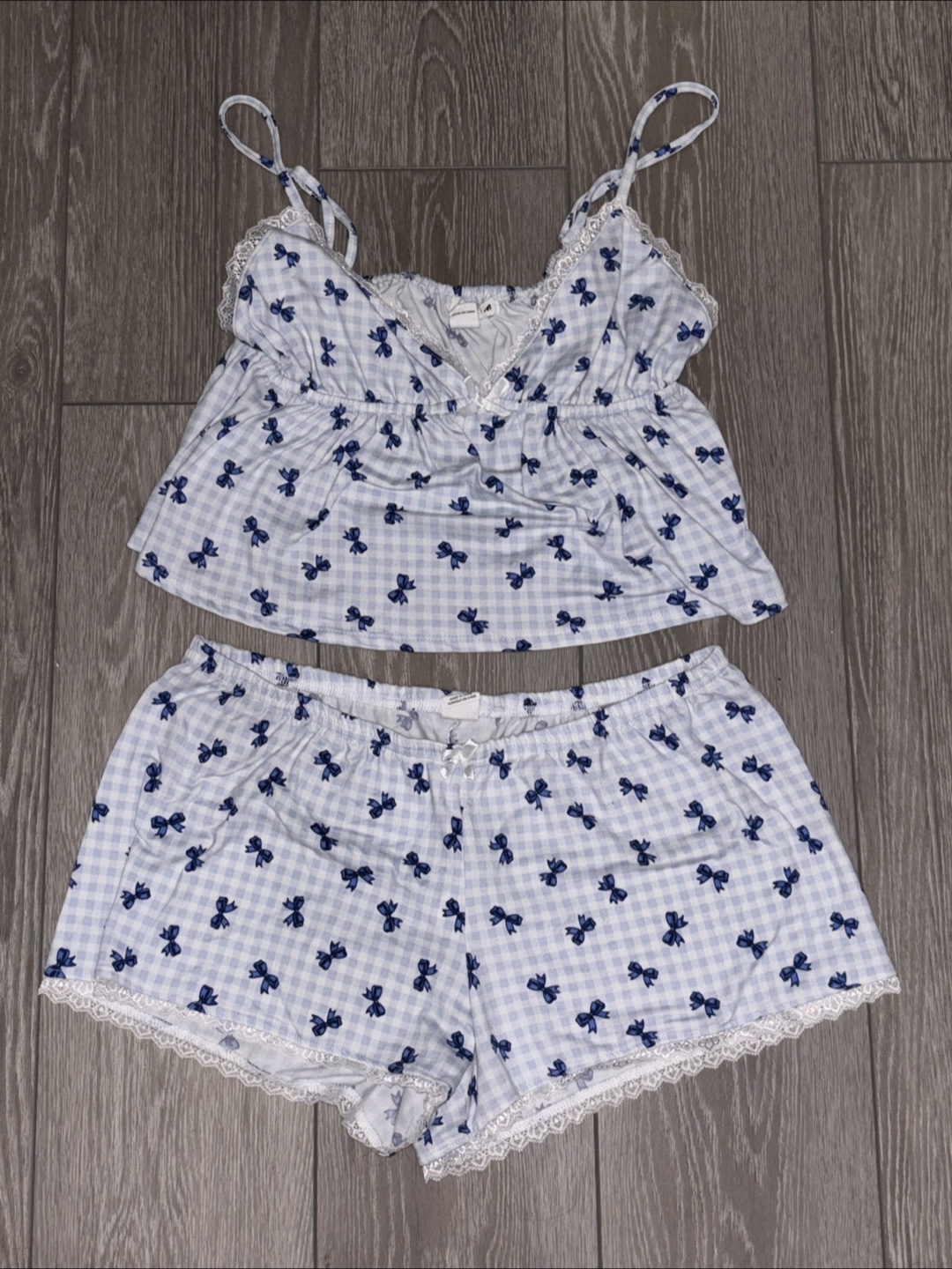 Size XL Blue & White Bow Pajama Set