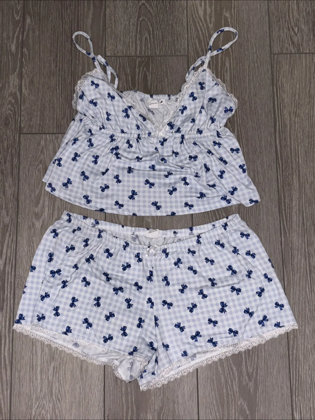 Size XL Blue & White Bow Pajama Set thumbnail