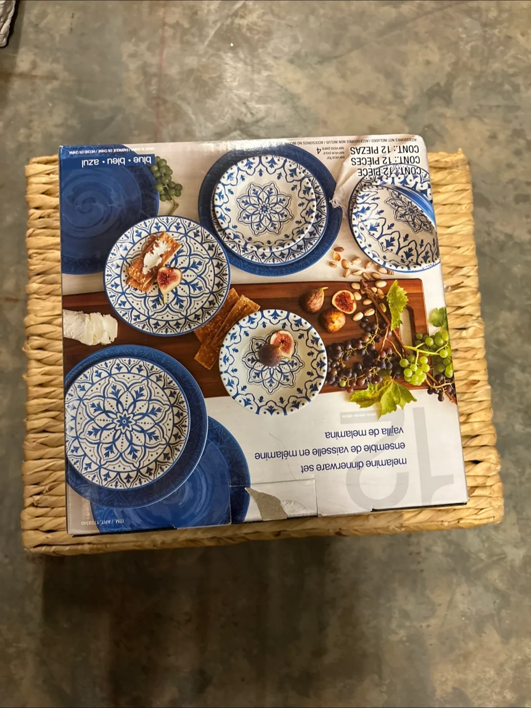 Melamine Dinnerware Set - Blue, 12 Pieces thumbnail
