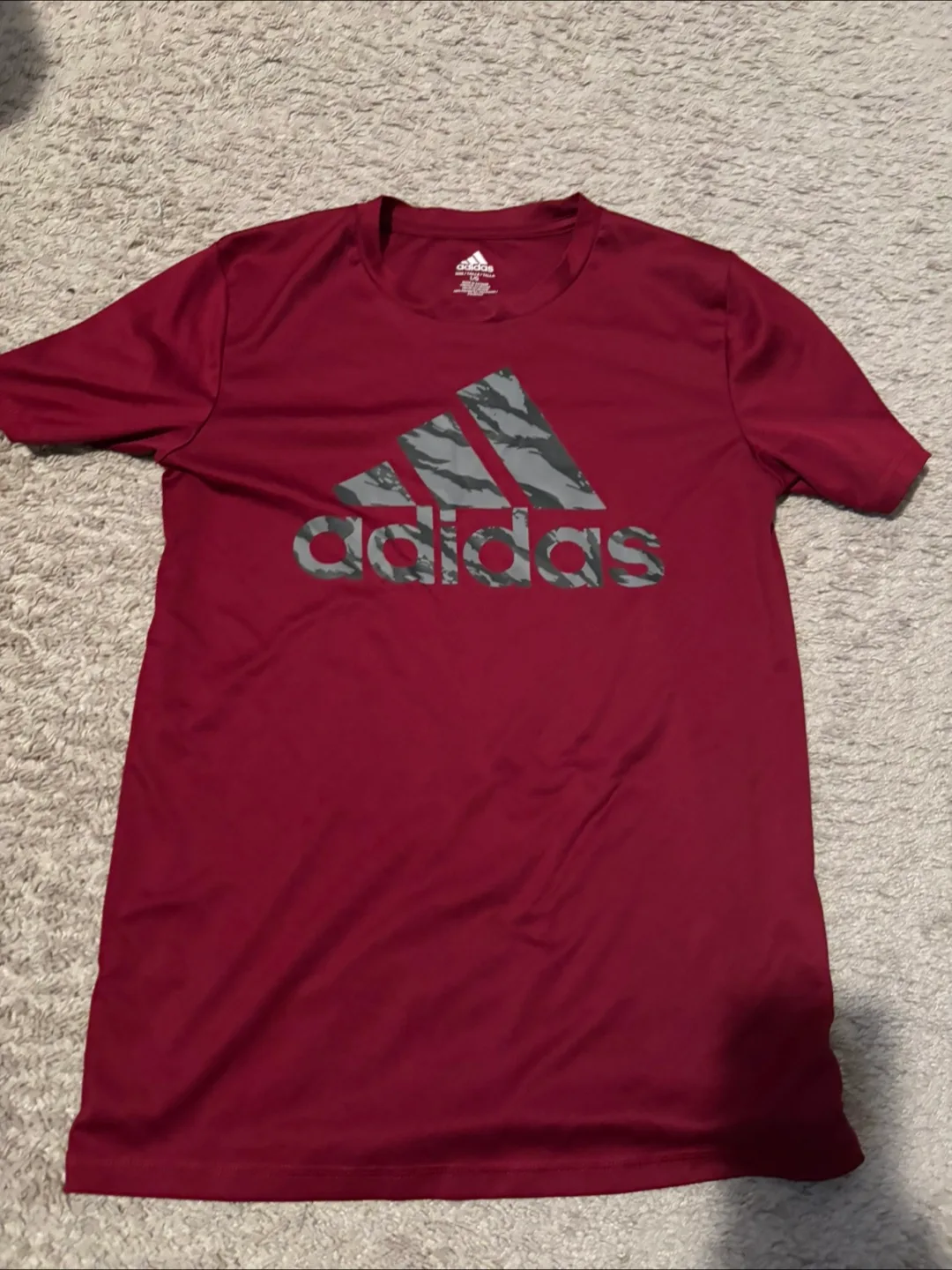 Adidas Burgundy T-Shirt Size 14 thumbnail