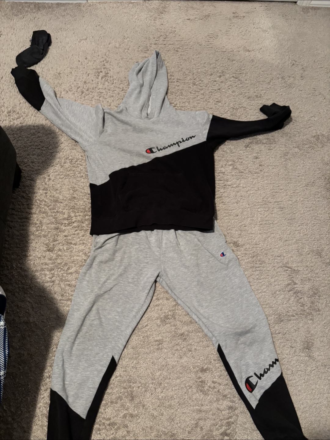 Champion Two-Tone Hoodie & Sweatpants Set