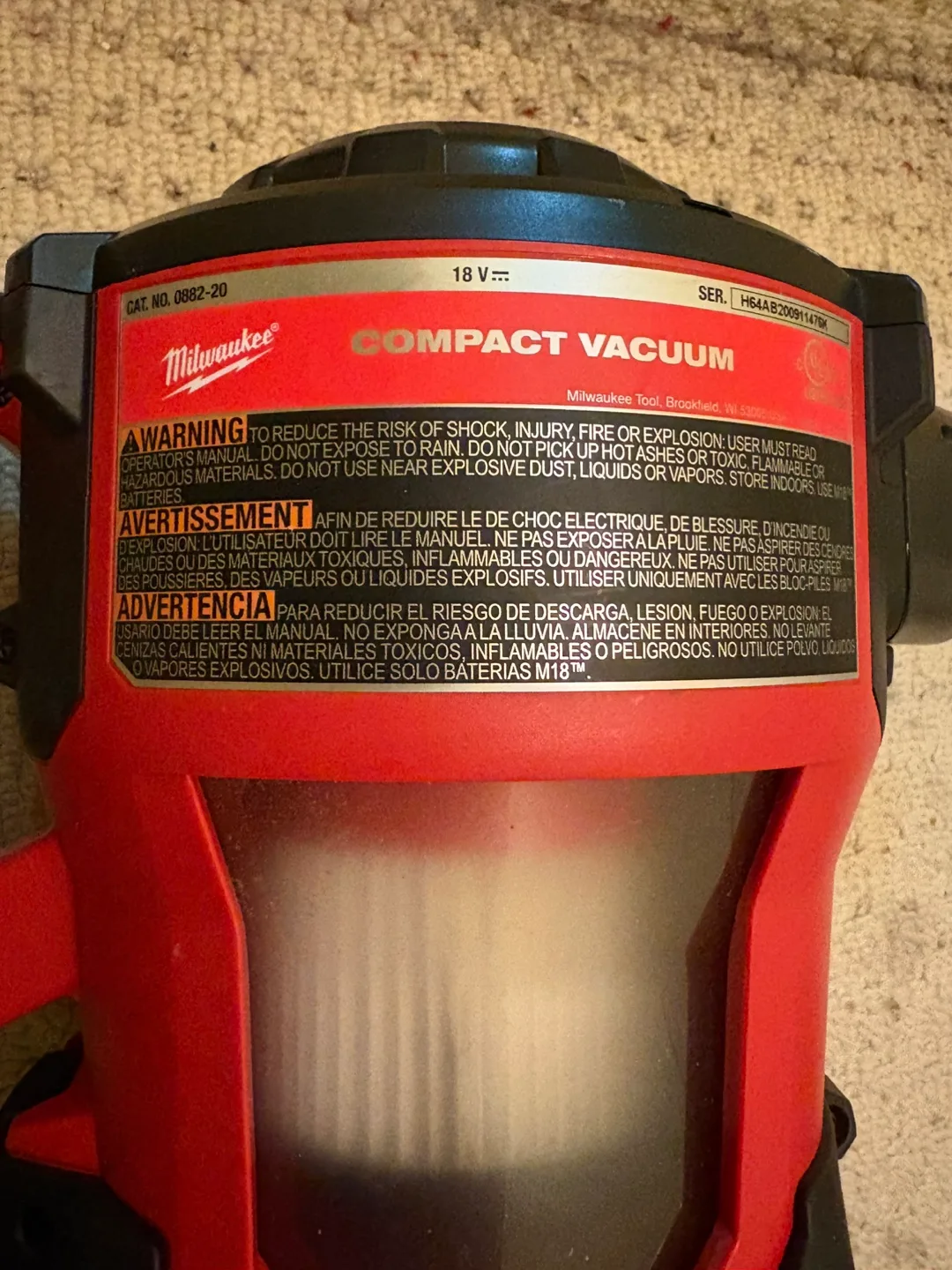 Milwaukee M18 18V Cordless Compact Vacuum image indicator(2)