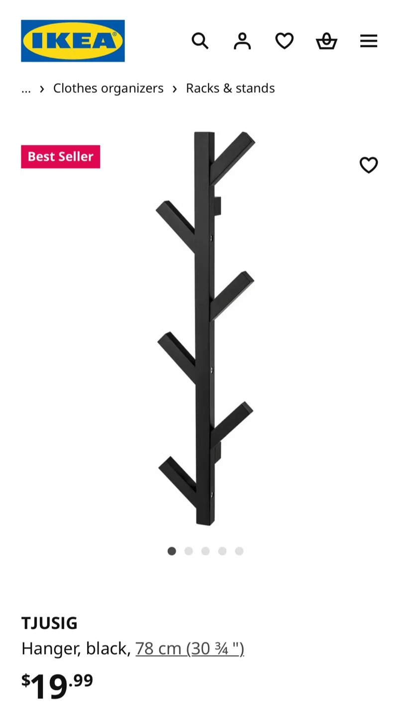 IKEA TJUSIG Hanger / wall rack - Black thumbnail