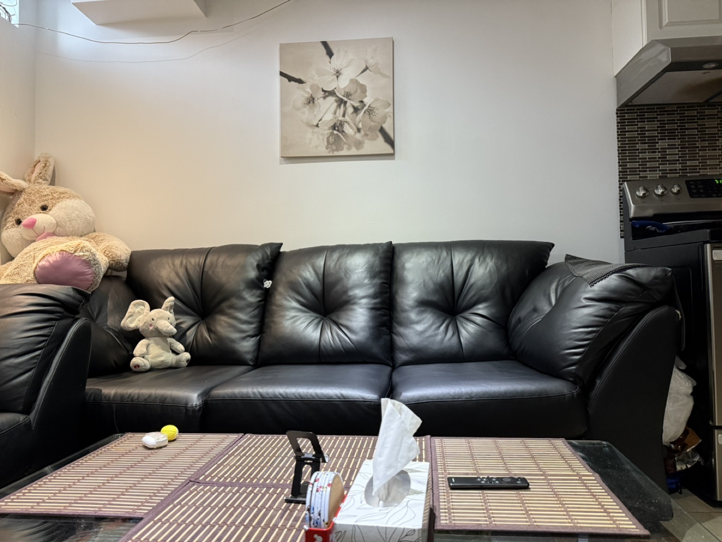 Black Leather Sofa Set - photo 3