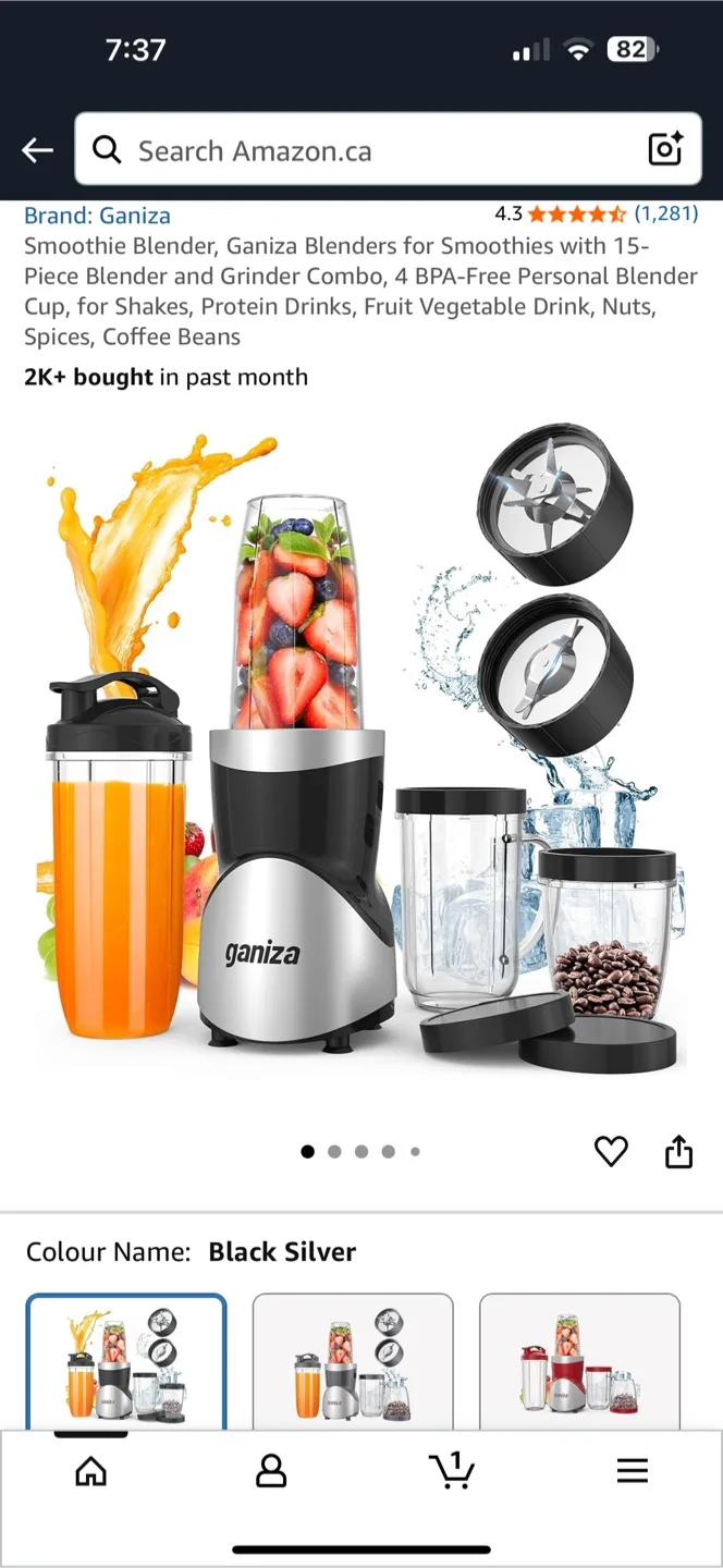 Ganiza Smoothie Blender with 4 Cups thumbnail