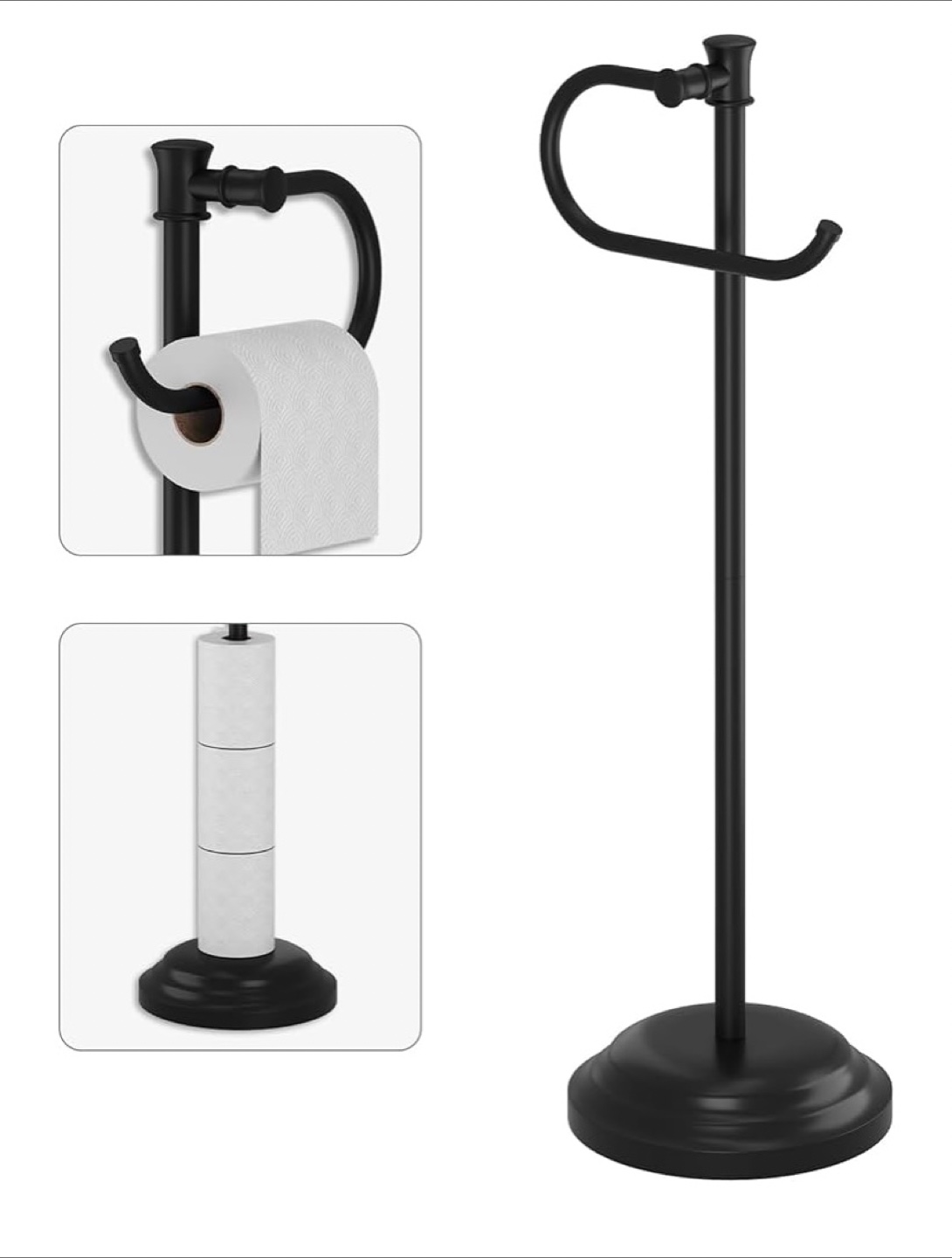 Toilet Paper Holder Stand - Black