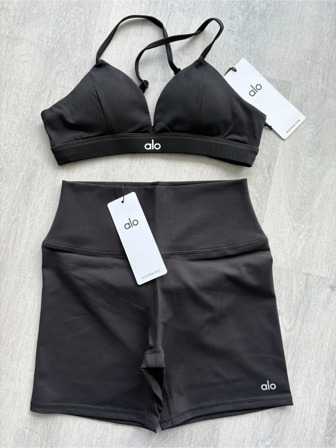 ALO Splendor Bra & Airlift Energy Shorts - Black thumbnail