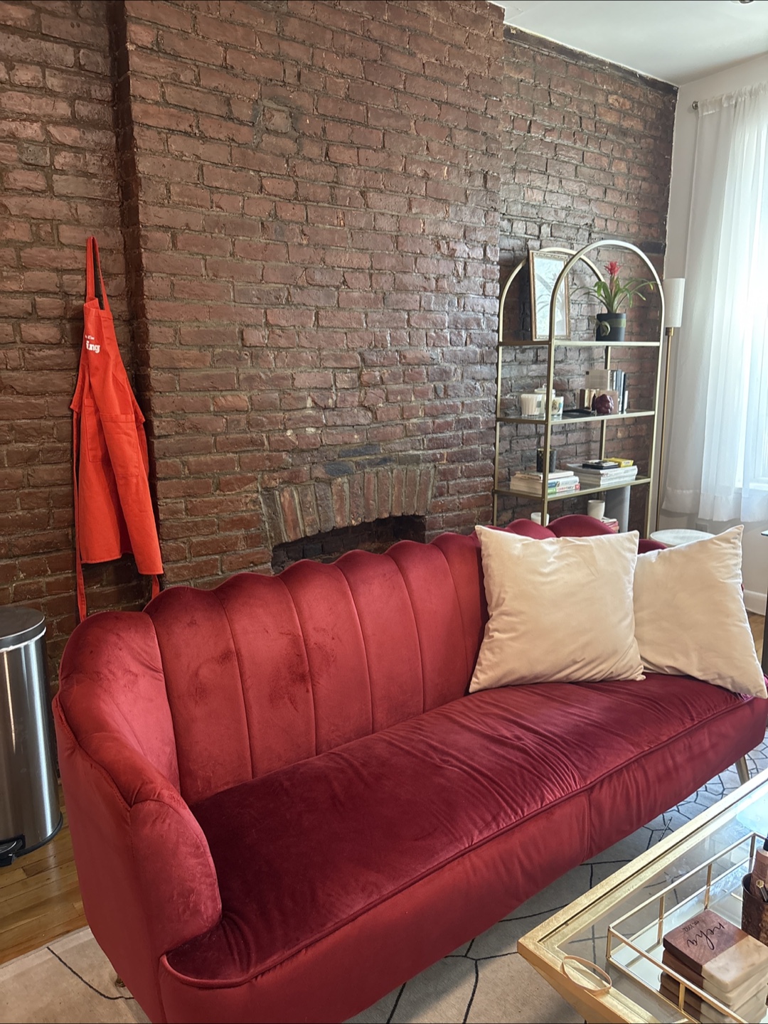 Red Velvet Sofa