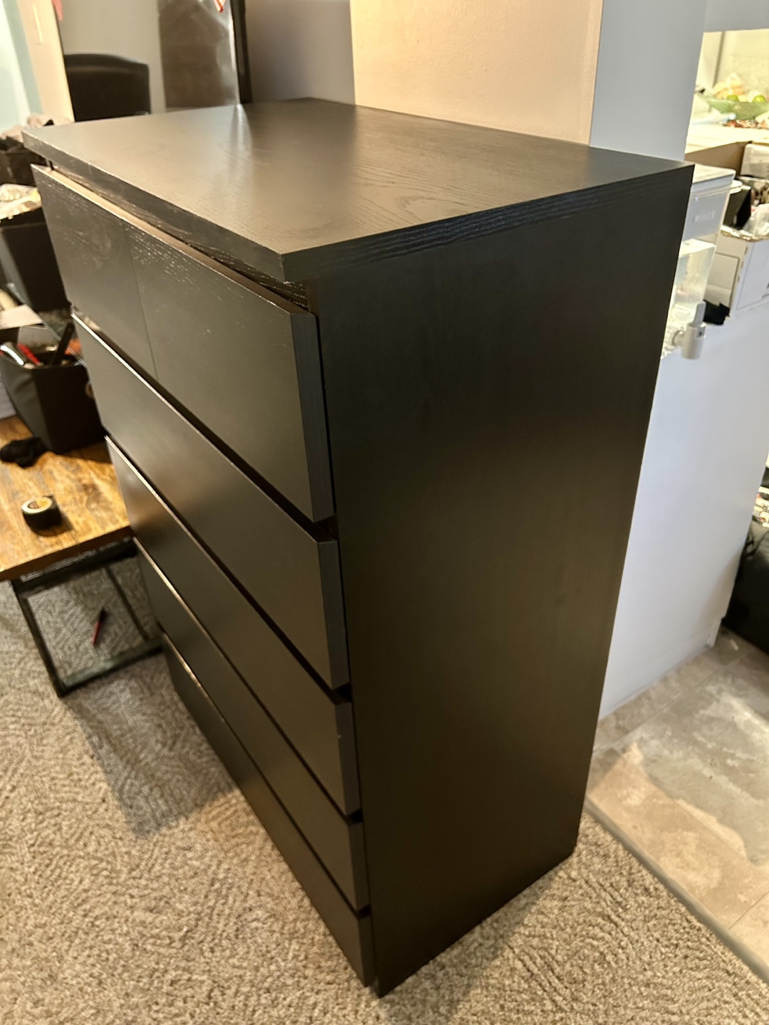 IKEA Black Dresser with 6 Drawers (MALM) - photo 2