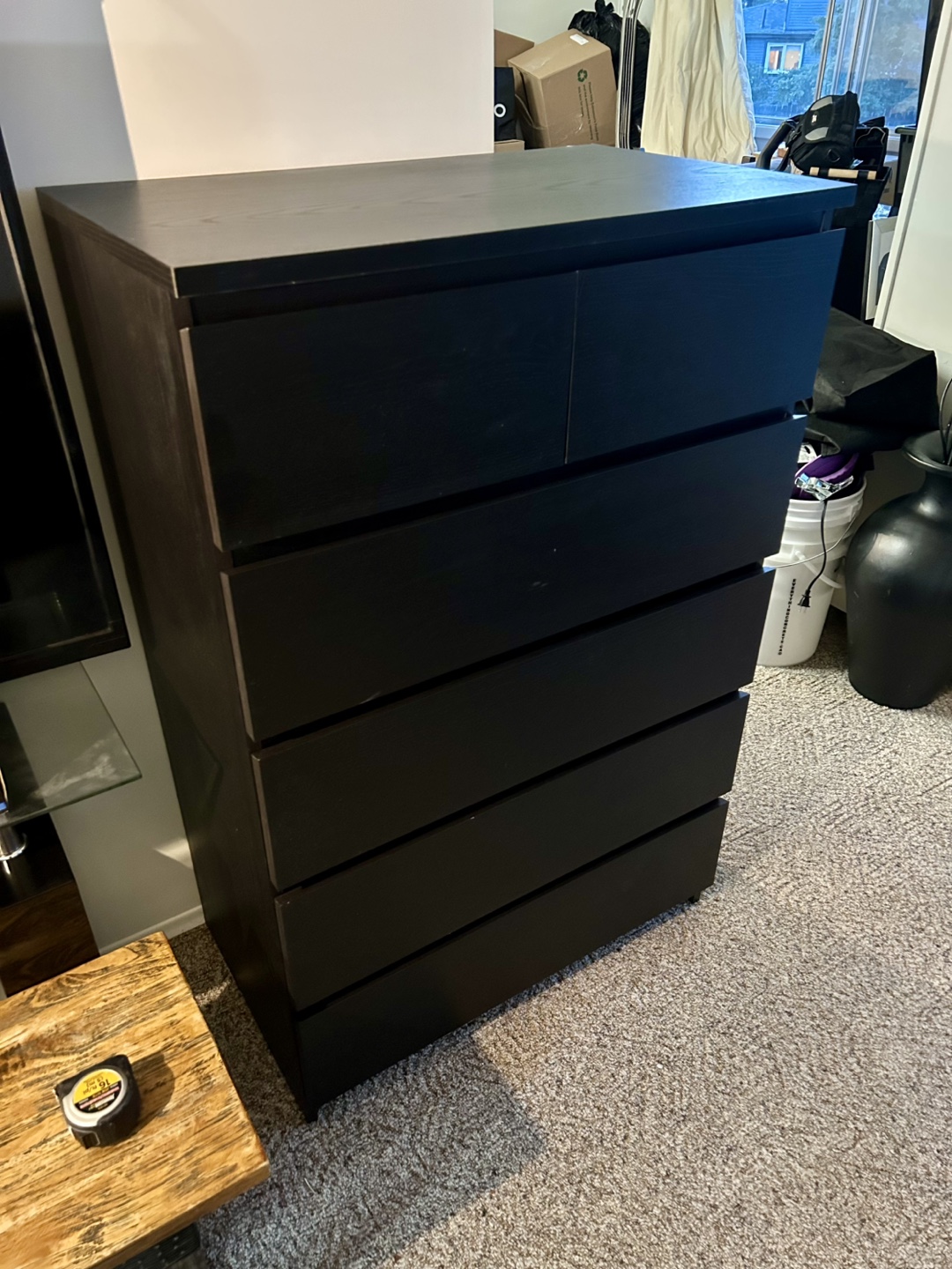 IKEA Black Dresser with 6 Drawers (MALM)
