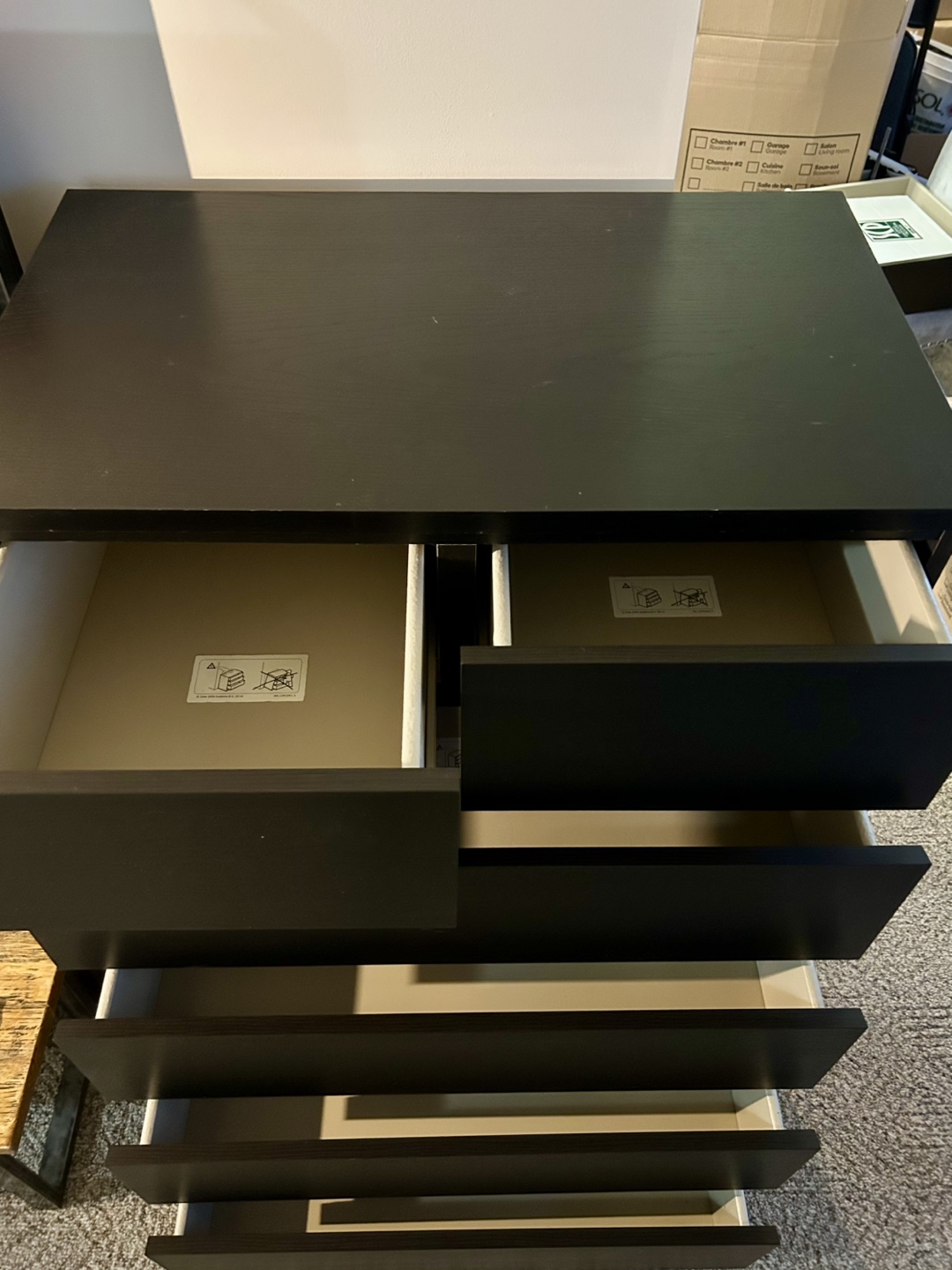 IKEA Black Dresser with 6 Drawers (MALM) - photo 4