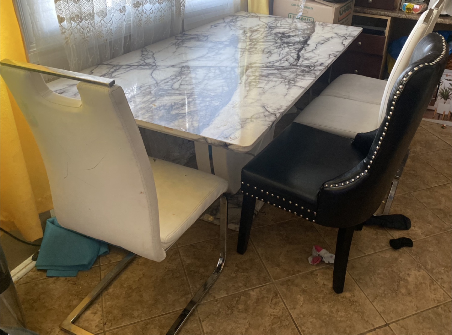 Dining Table with Black & White Chairs