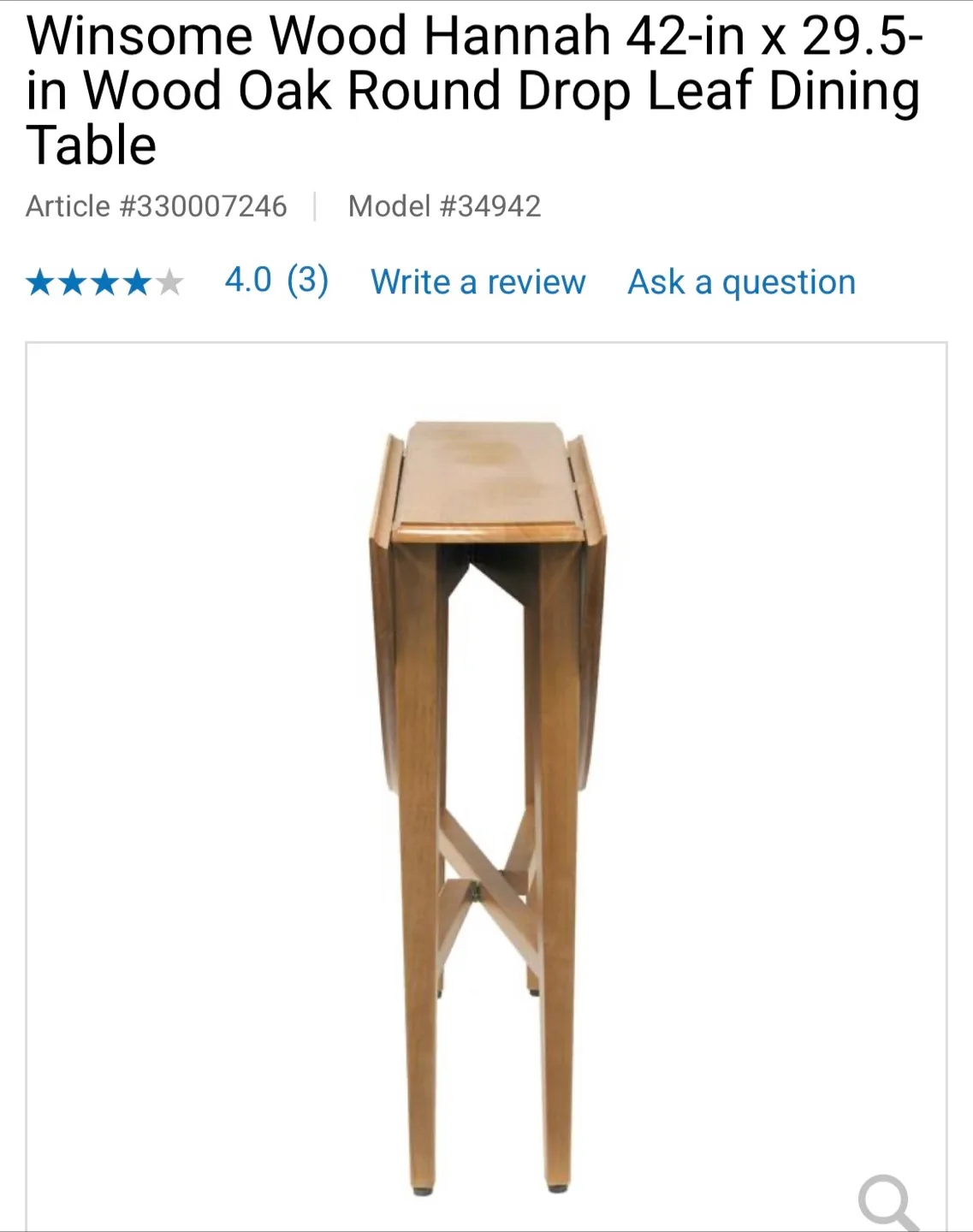 Winsome Wood Hannah Drop Leaf Dining Table image indicator(4)