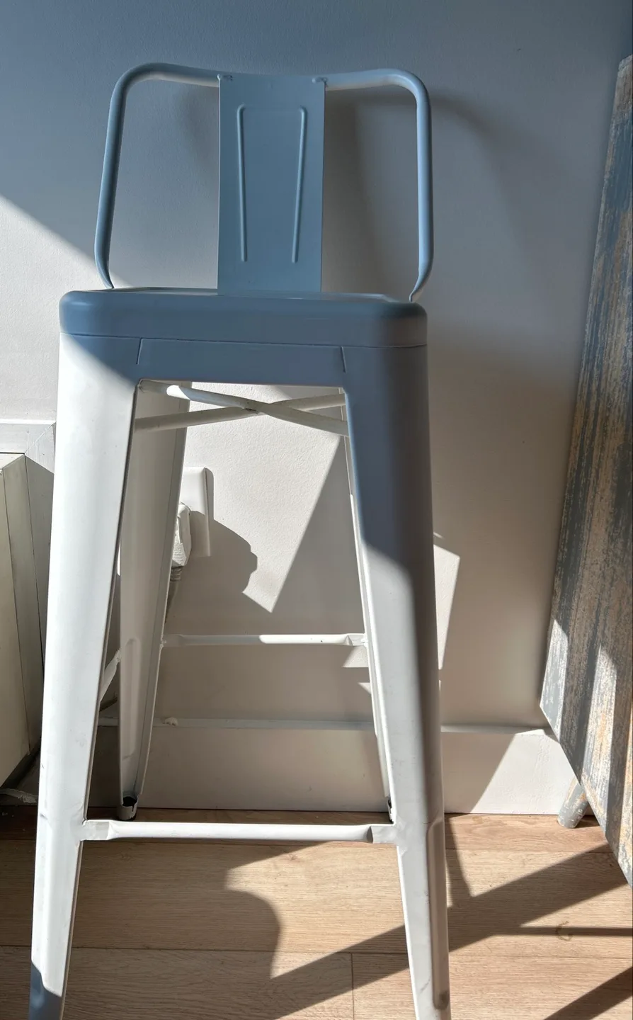 Metal Bar Stool with Backrest - Gray thumbnail