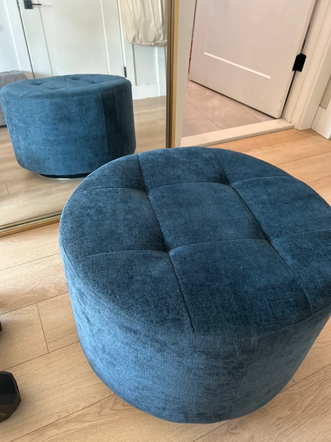 Blue Round Ottoman Footstool thumbnail