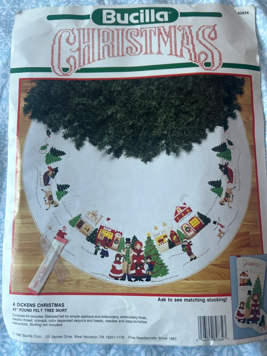 Bucilla Felt Christmas Tree Skirt Kit Village thumbnail