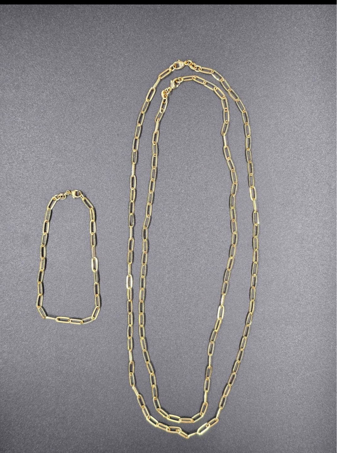 New 18kt Gold Necklace & Bracelet Set