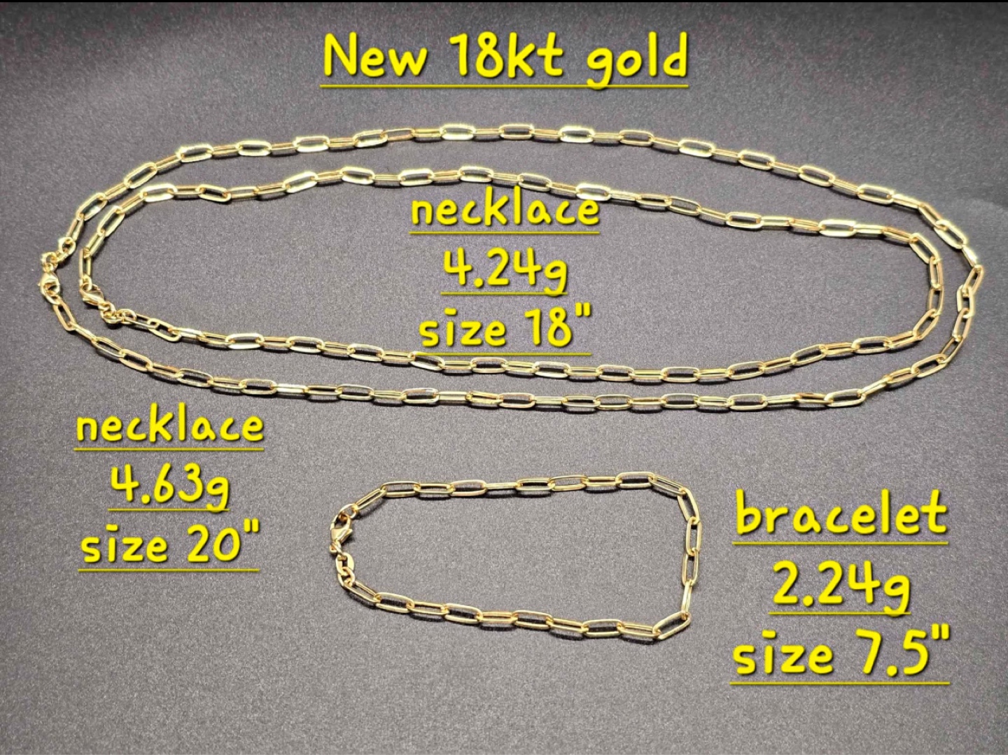 New 18kt Gold Necklace & Bracelet Set - photo 2