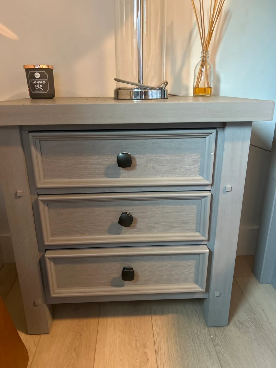Grey 3-Drawer Nightstand thumbnail