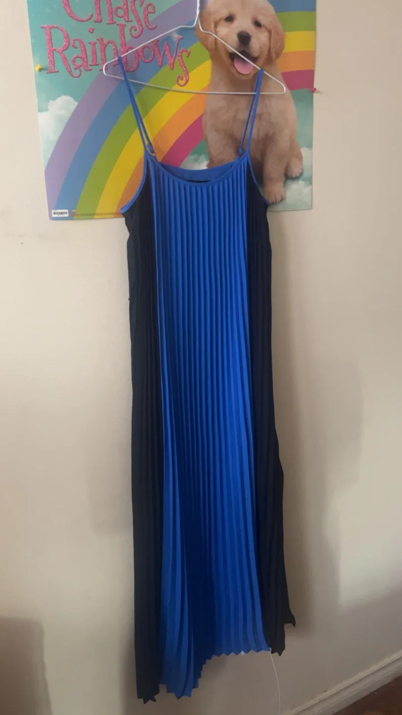 Pleated Blue & Black Dress thumbnail