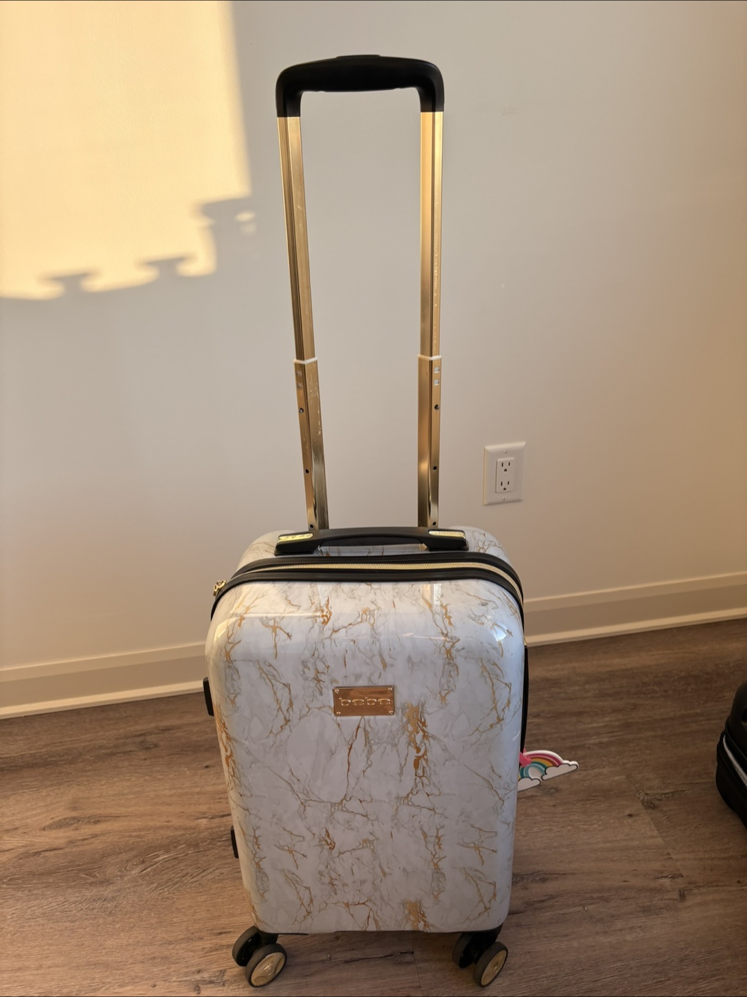 Bebe White Marble Carry-On Suitcase
