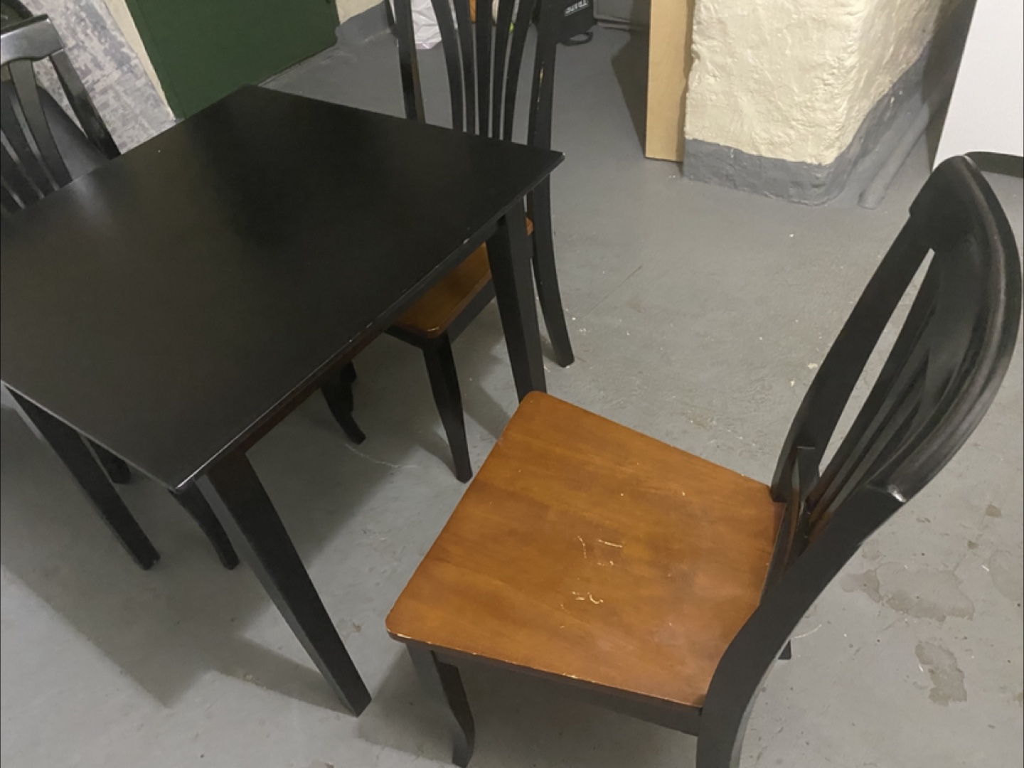 Square Black Table with 3 Chairs