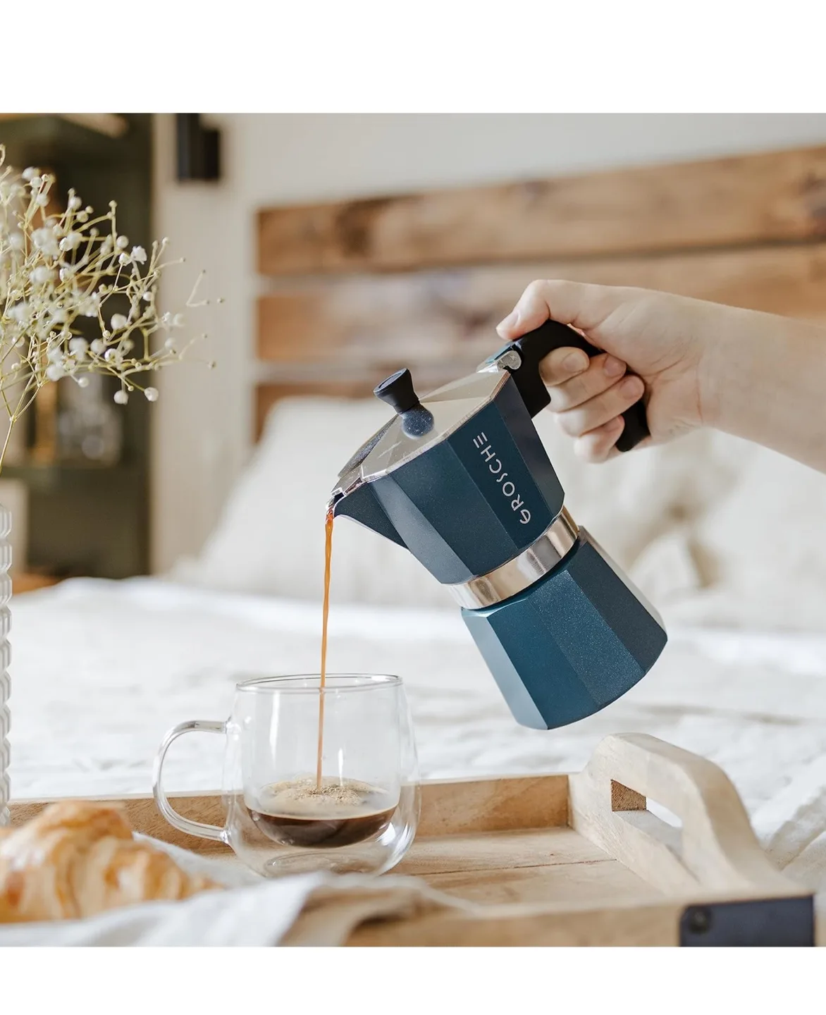 Grosche Milano Blue Stovetop Espresso Maker - 6 cup image indicator(2)