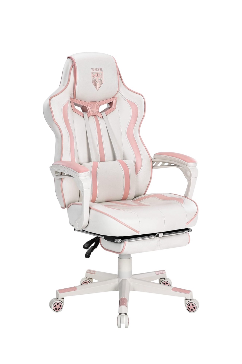 Vonesse Pink & White Gaming Chair