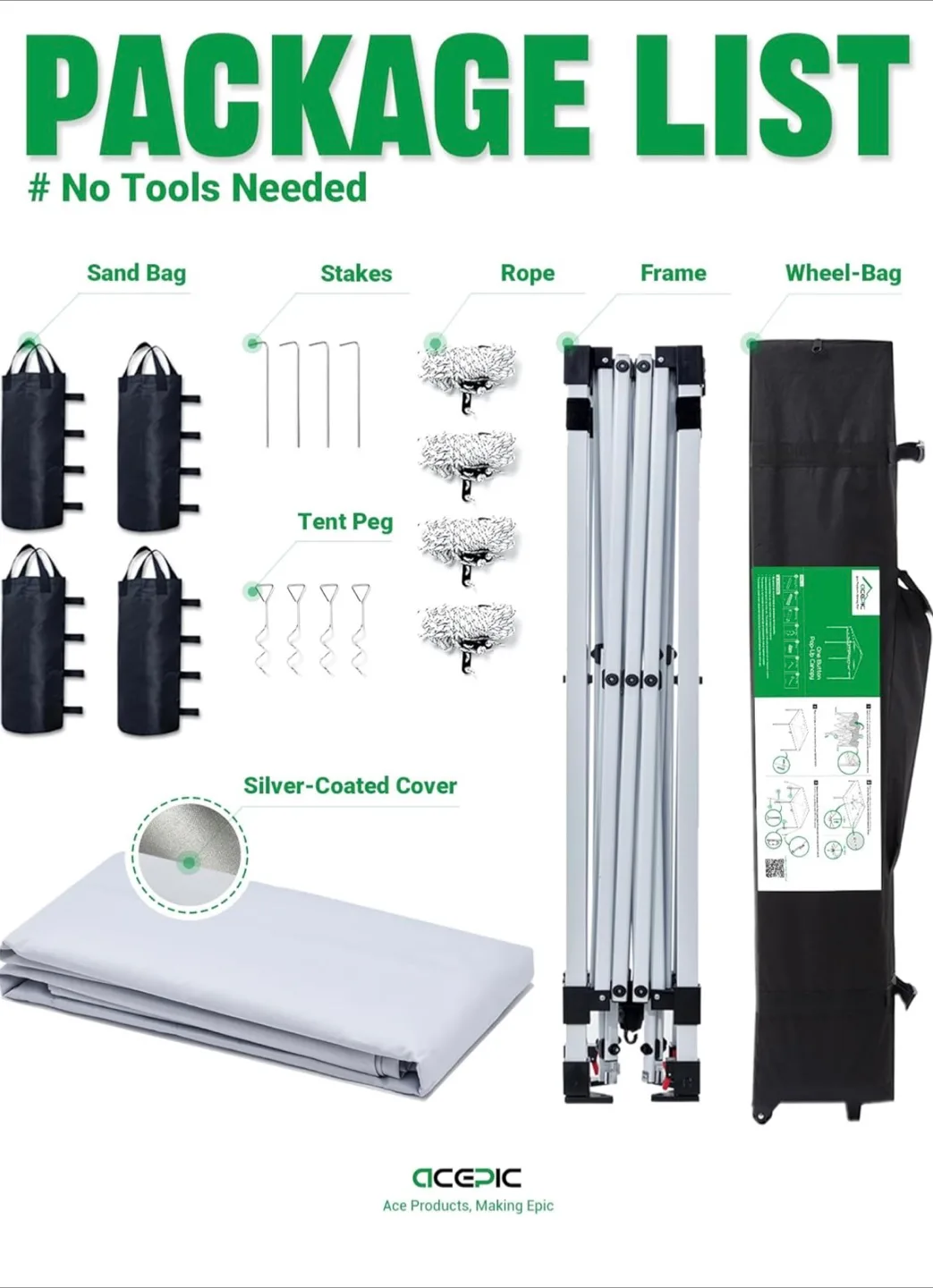 Acepic 10x10 Pop Up Canopy Tent  ( BRANDNEW ) image indicator(7)