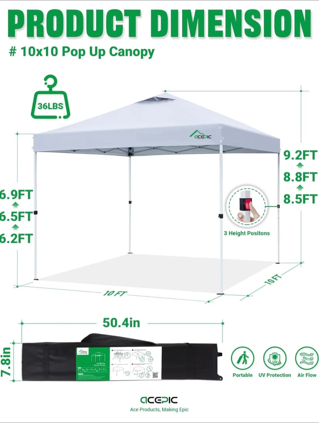 Acepic 10x10 Pop Up Canopy Tent  ( BRANDNEW ) image indicator(2)