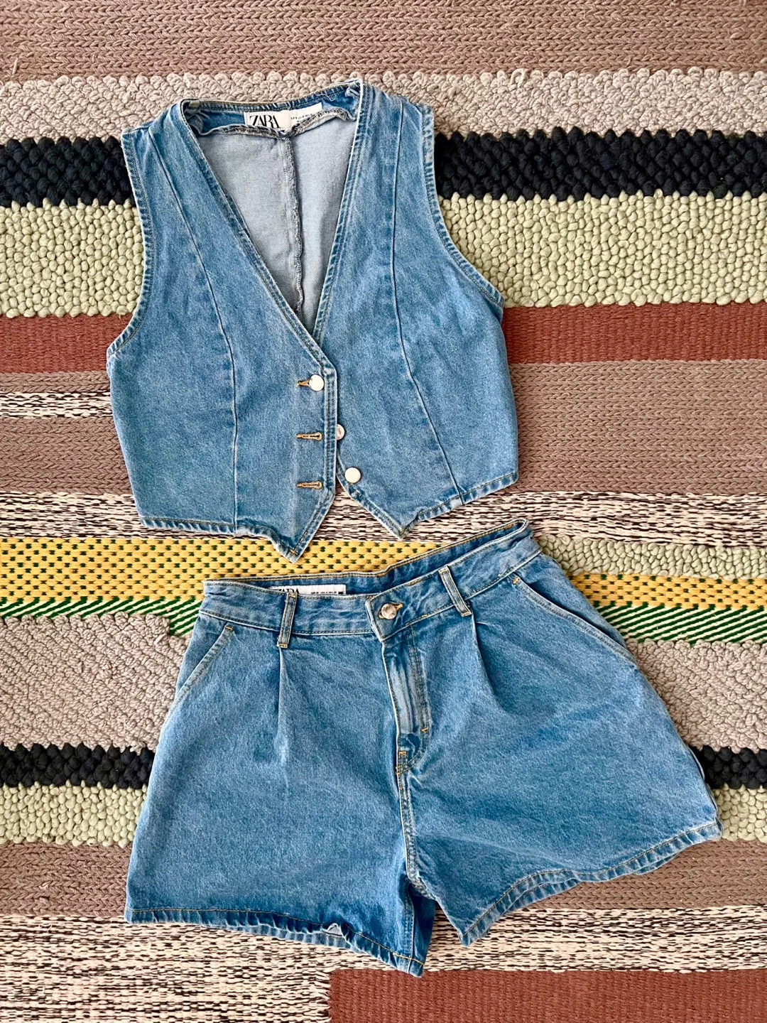 Zara Denim Vest & Shorts Set
