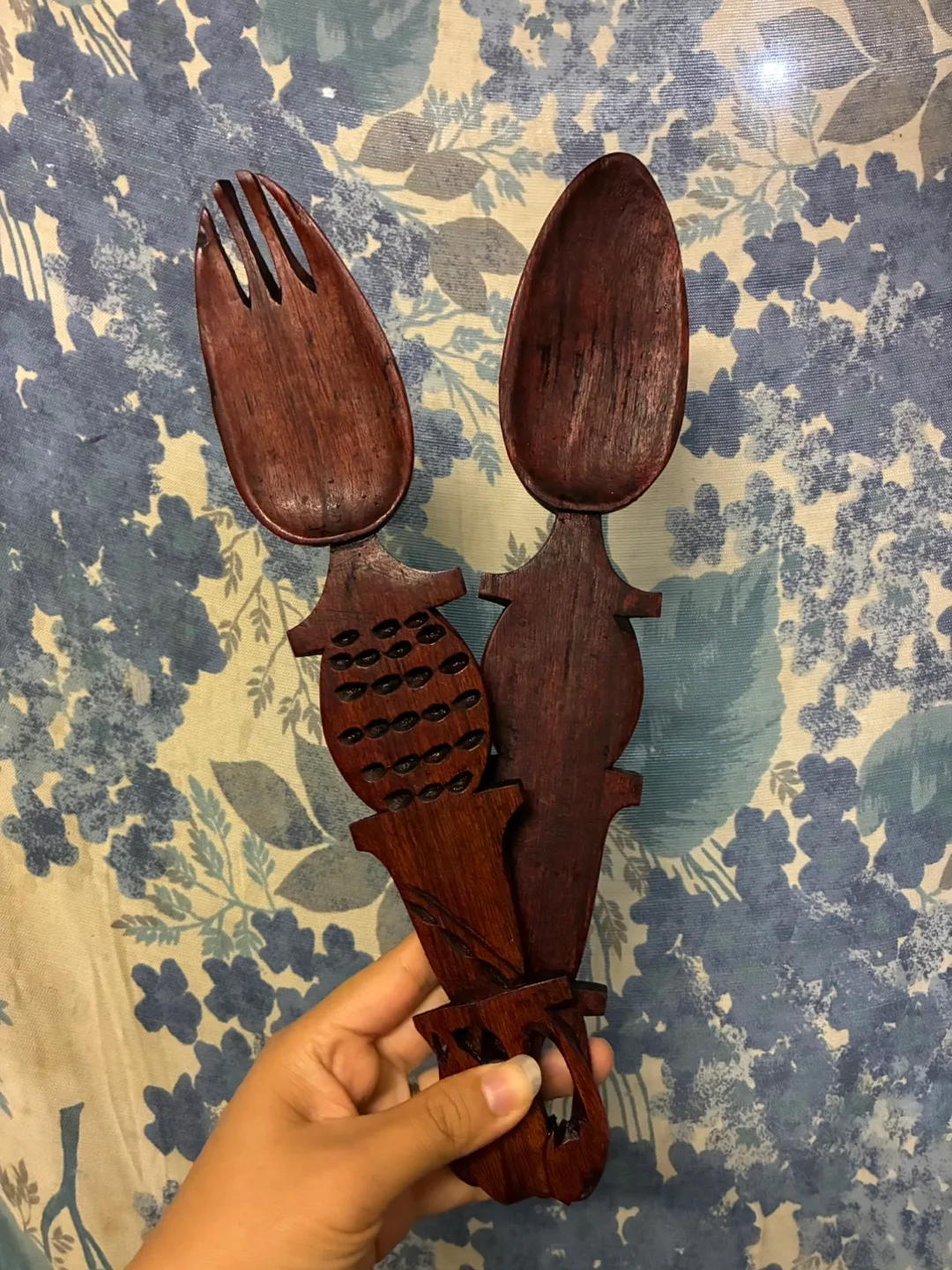 Hand Carved Wooden Salad Servers image indicator(2)