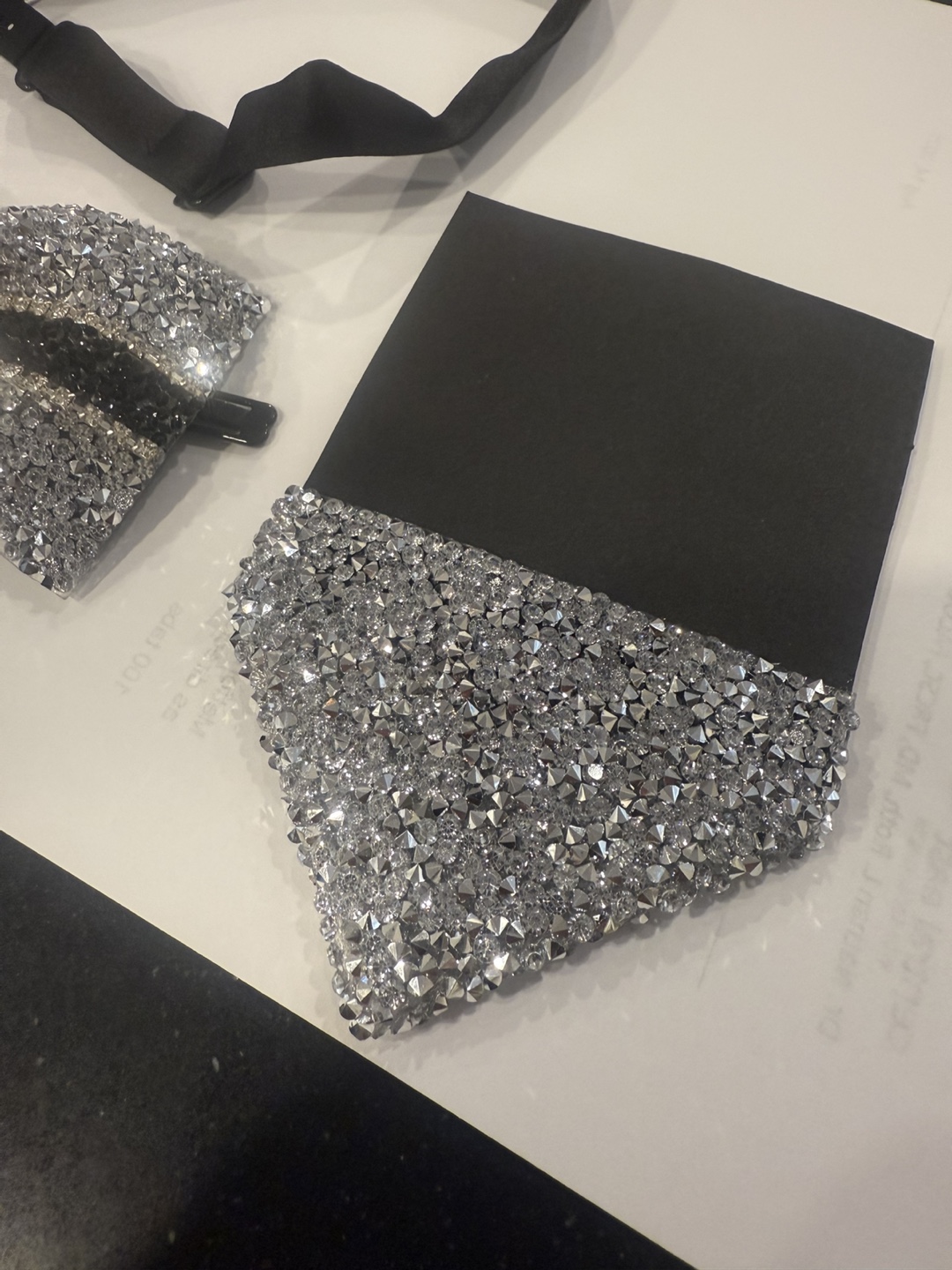 Rhinestone Bow Tie and Pocket Square Set - photo 3