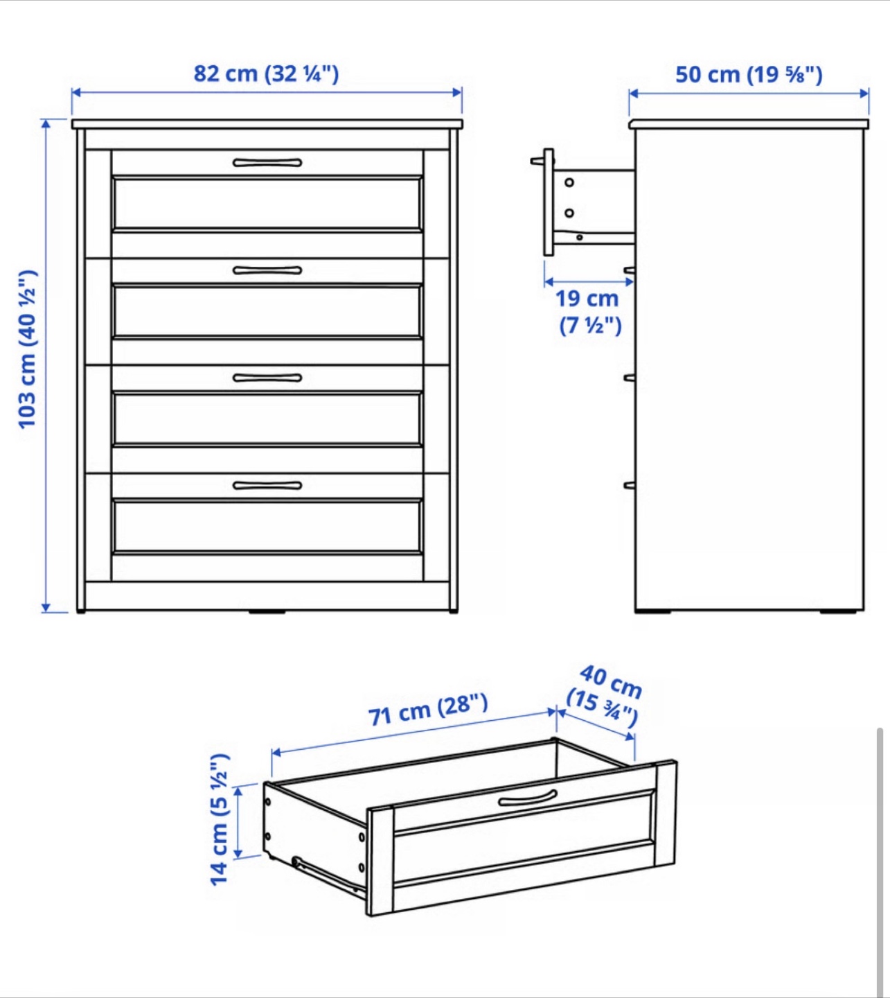Tall Dark Brown Wood 4-Drawer Dresser - photo 4
