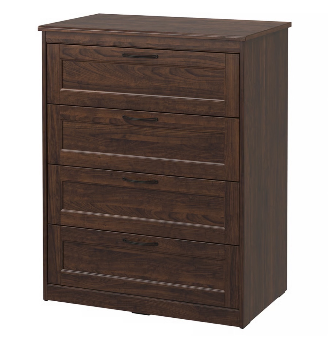 Tall Dark Brown Wood 4-Drawer Dresser - photo 2