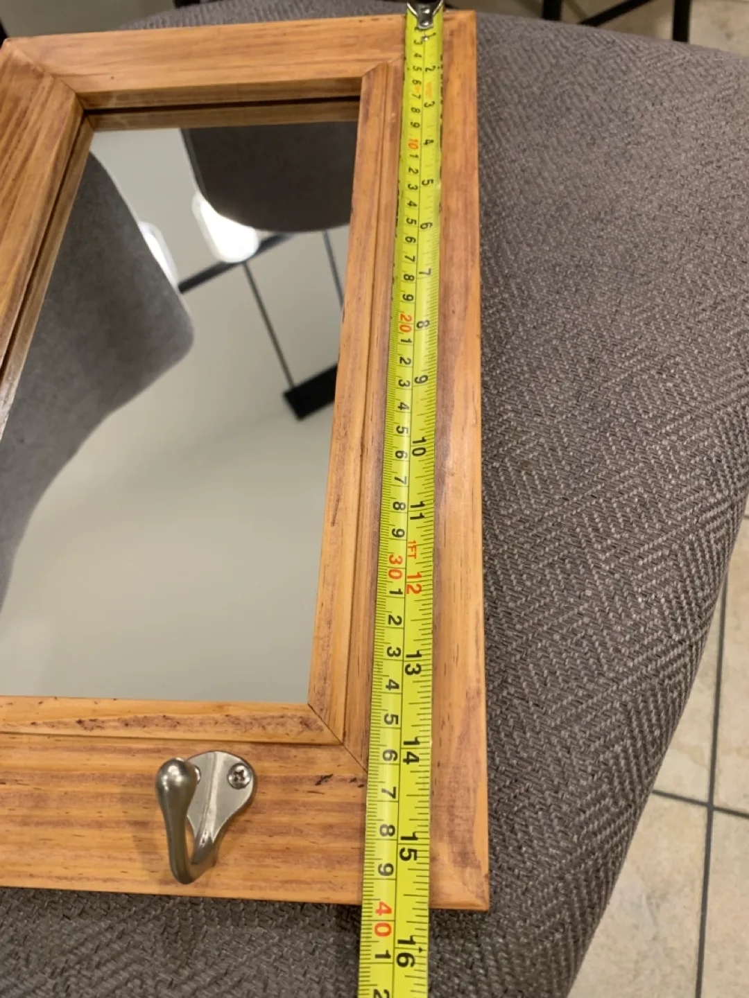 Wooden Framed Mirror with Hooks image indicator(7)