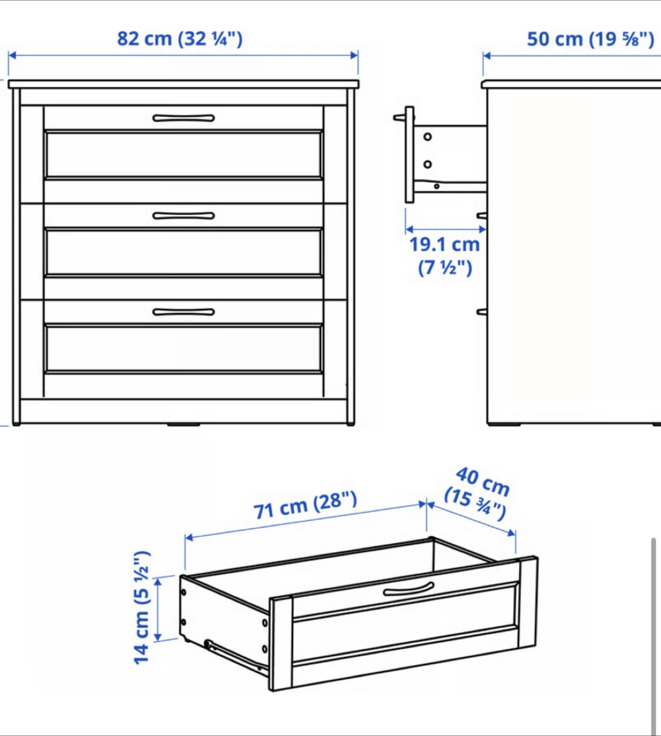 Brown Wood 3-Drawer Dresser - photo 4